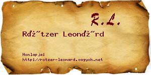Rötzer Leonárd névjegykártya